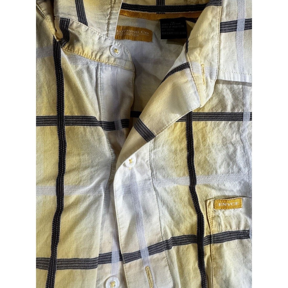 Enyce Shirt Men XL Button Up Yellow Plaid L/S Y2K Streetwear Skater Grunge Vtg - Picture 10 of 11